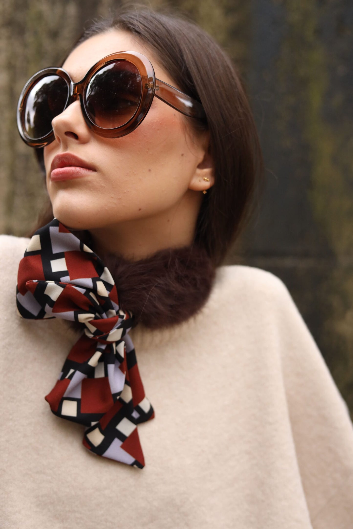 Cuello choker Marrón lazo 70s