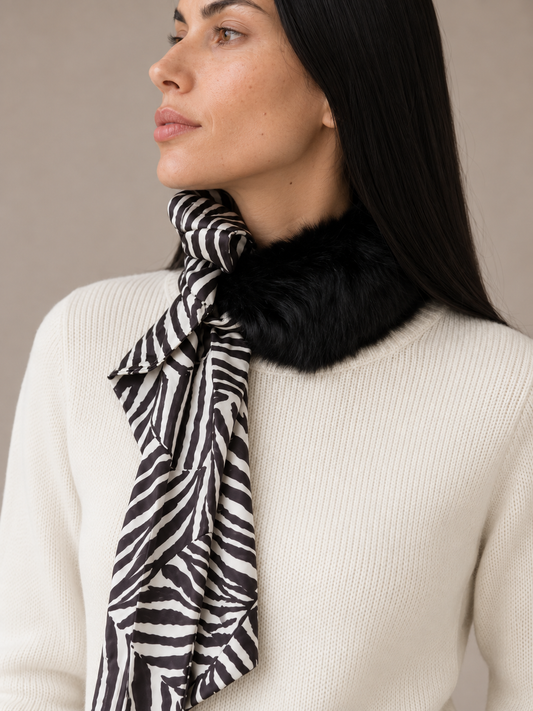 Cuello choker Negro cebra