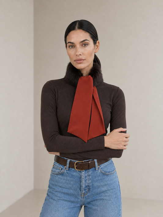 Cuello choker Marrón lazo caldera