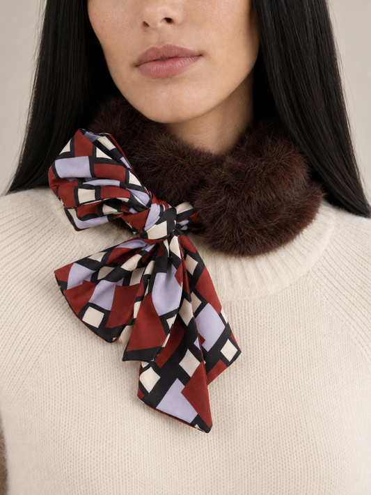 Cuello choker Marrón lazo 70s