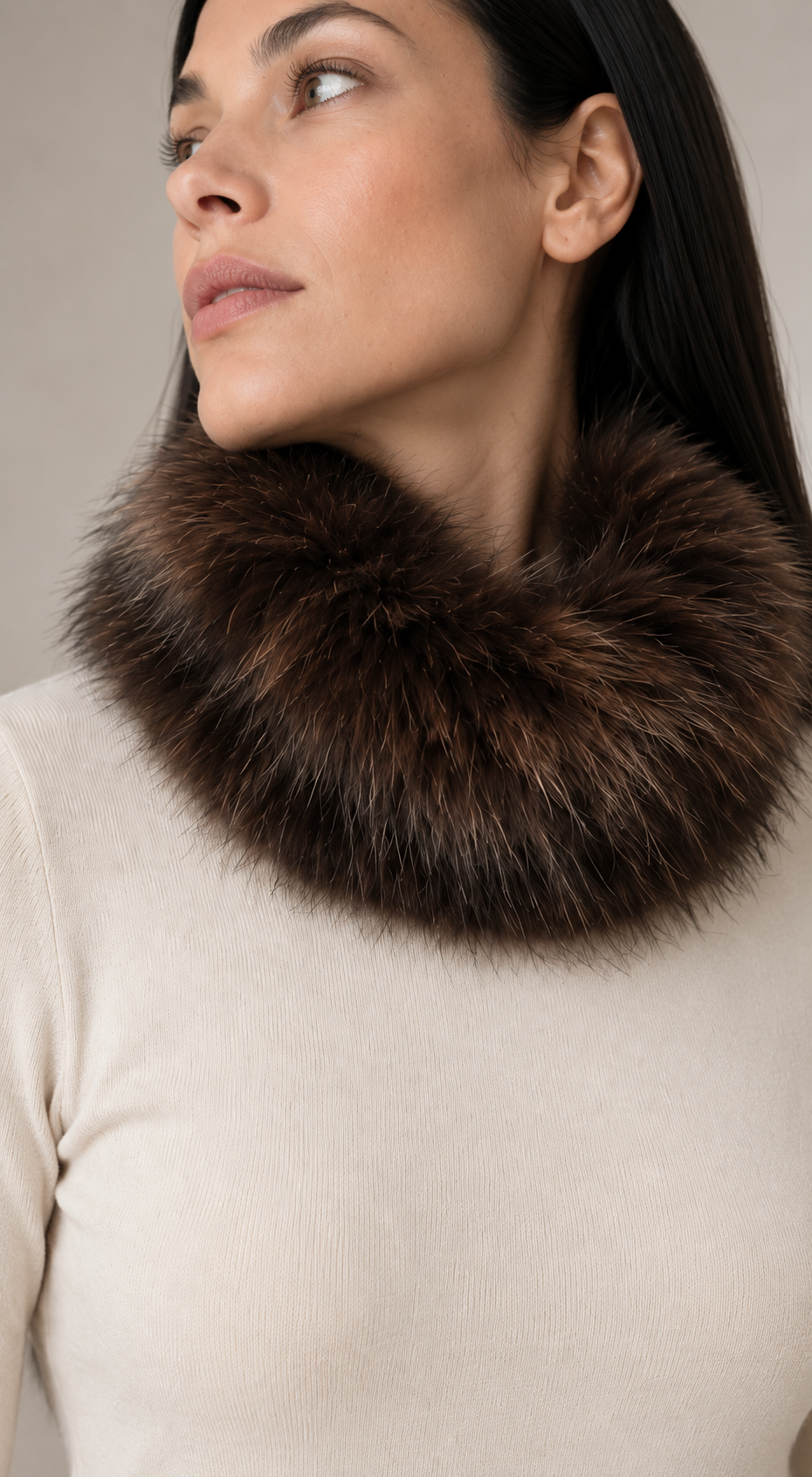 Cuello elástico marrón