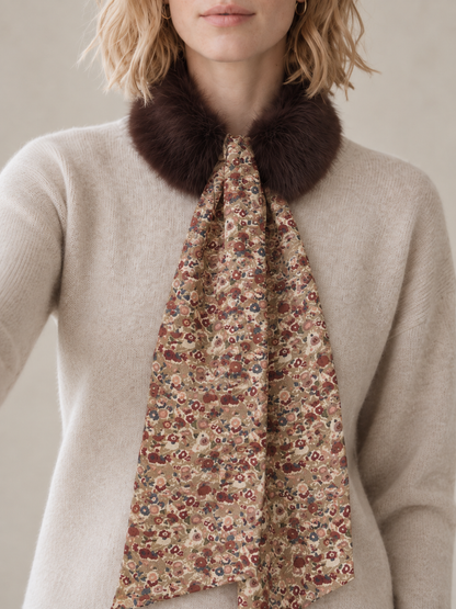 Cuello choker Marrón lazo flores