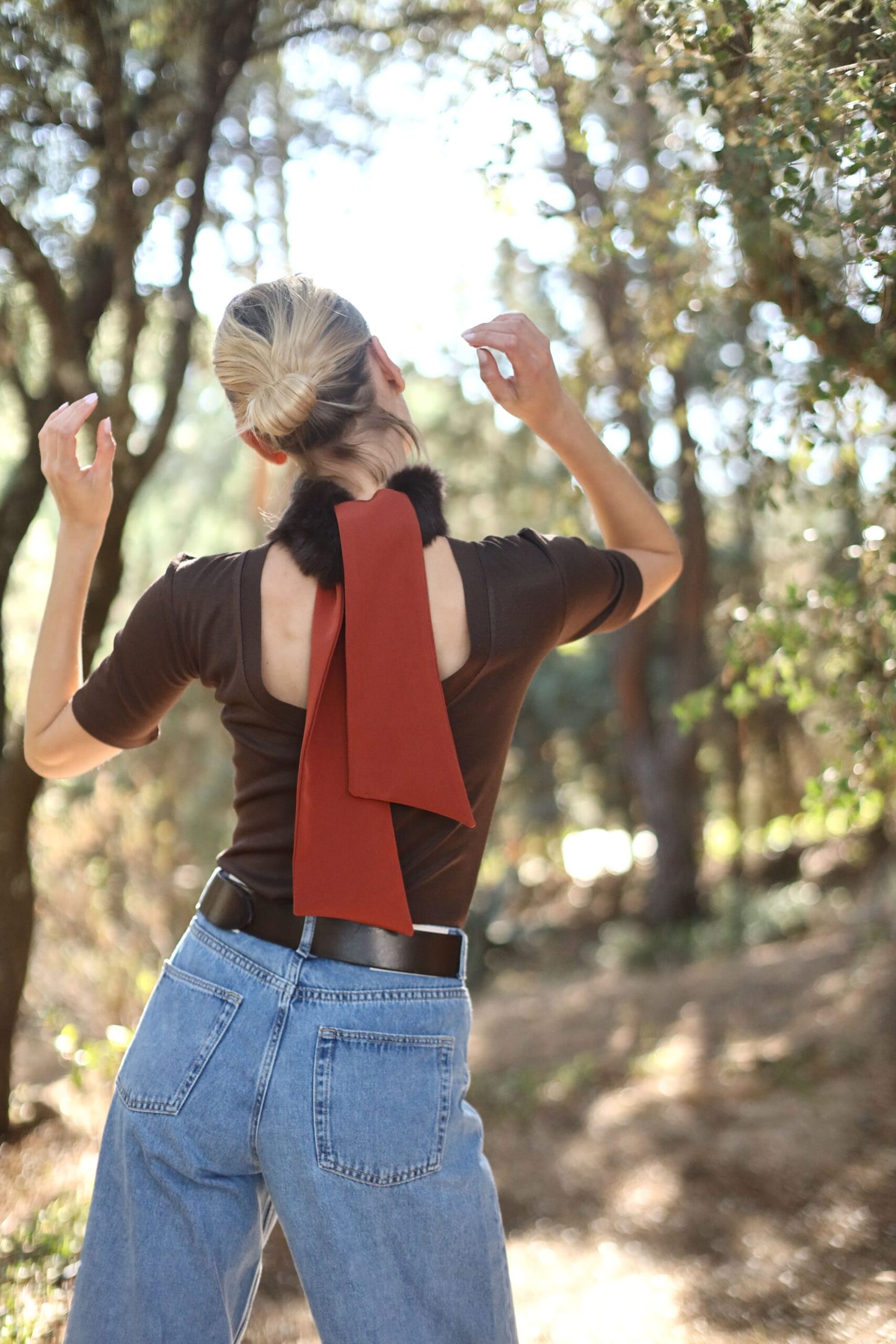 Cuello choker Marrón lazo caldera