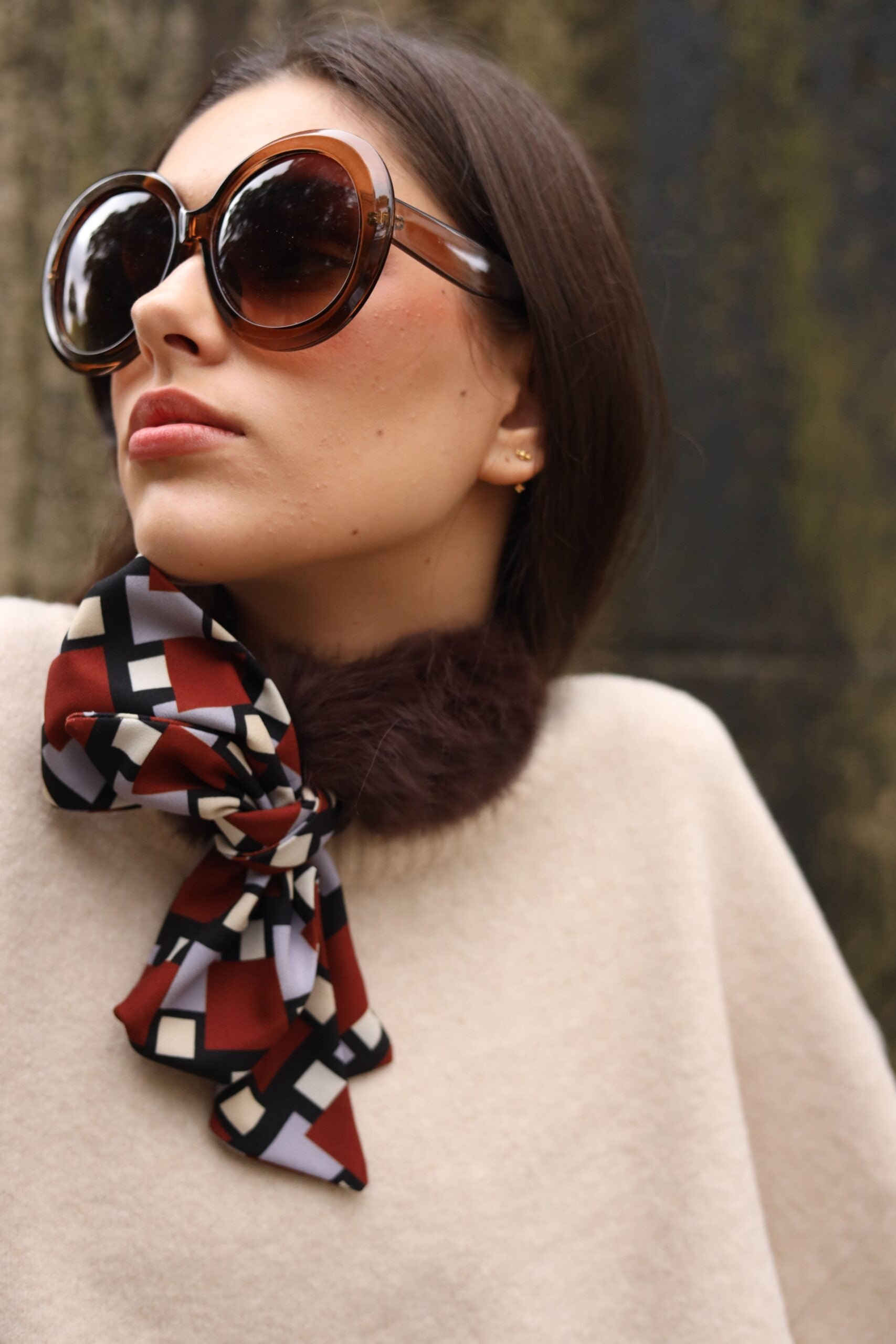 Cuello choker Marrón lazo 70s