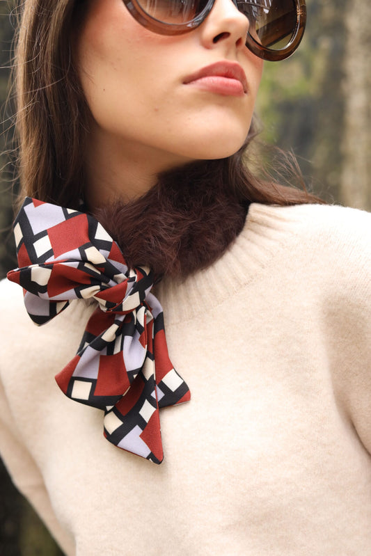 Cuello choker Marrón lazo 70s
