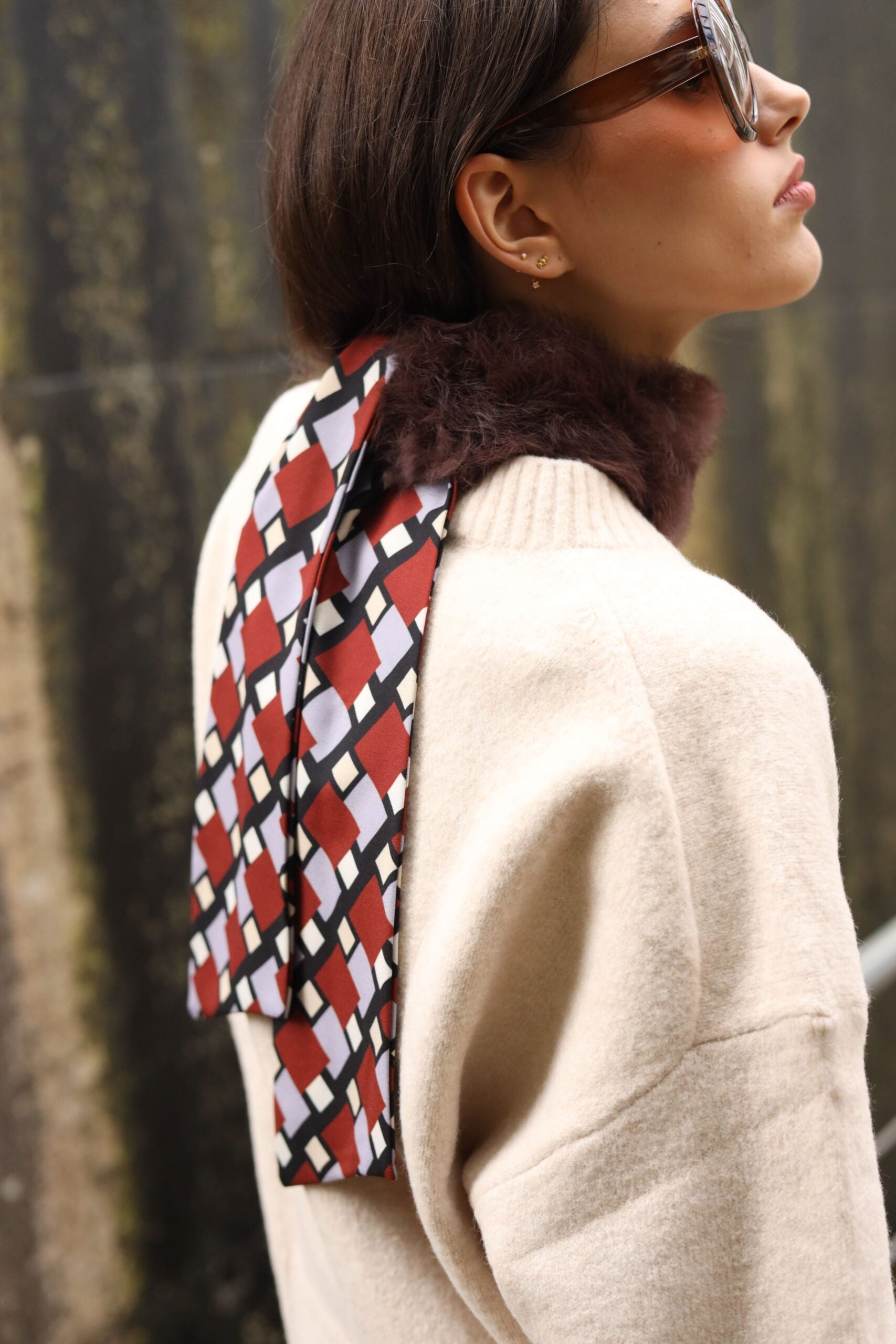 Cuello choker Marrón lazo 70s