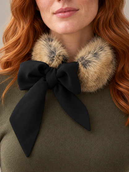 Natural choker necklace with black bow