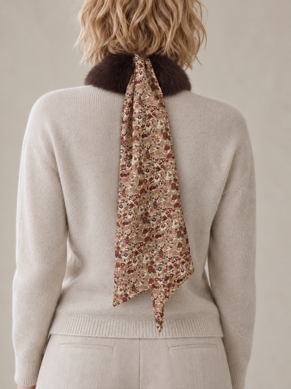 Cuello choker Marrón lazo flores