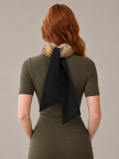 Natural choker necklace with black bow